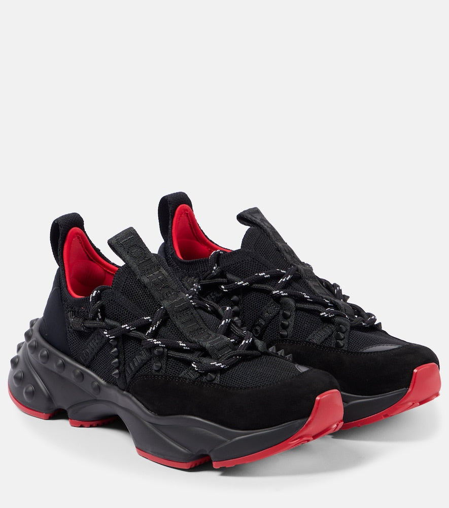 Christian Louboutin Trailnrun suede-trimmed sneakers (Black) - Low-Top Sneakers