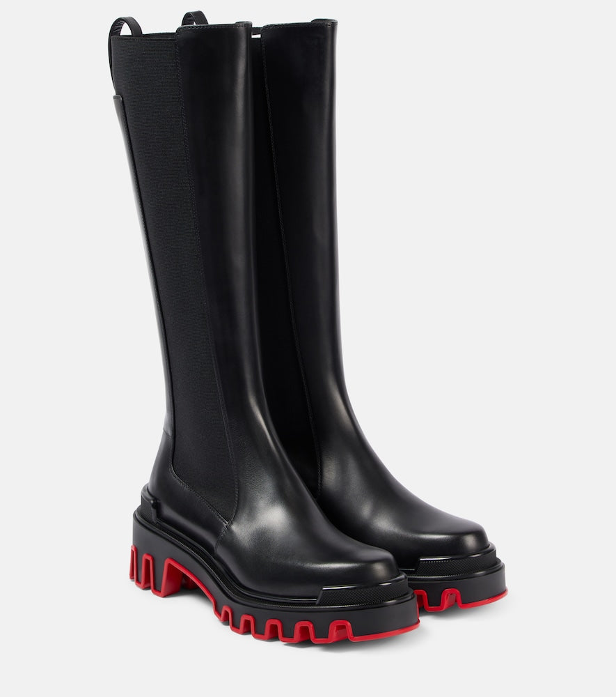 Christian Louboutin Marchacroche Dune leather knee-high boots - Black Flat Boots