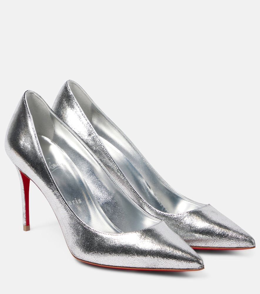 Christian Louboutin Kate 85 metallic leather pumps - Silver Mid Heel Pumps