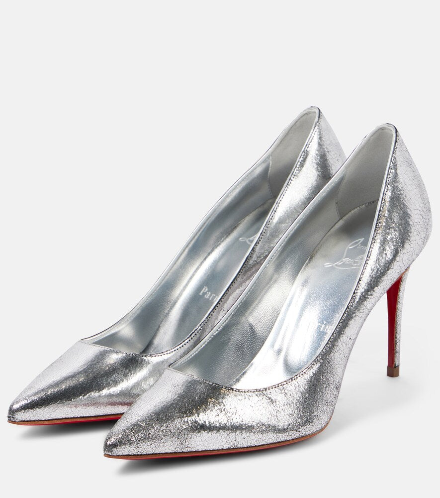 Christian Louboutin Kate 85 metallic leather pumps - Silver Mid Heel Pumps