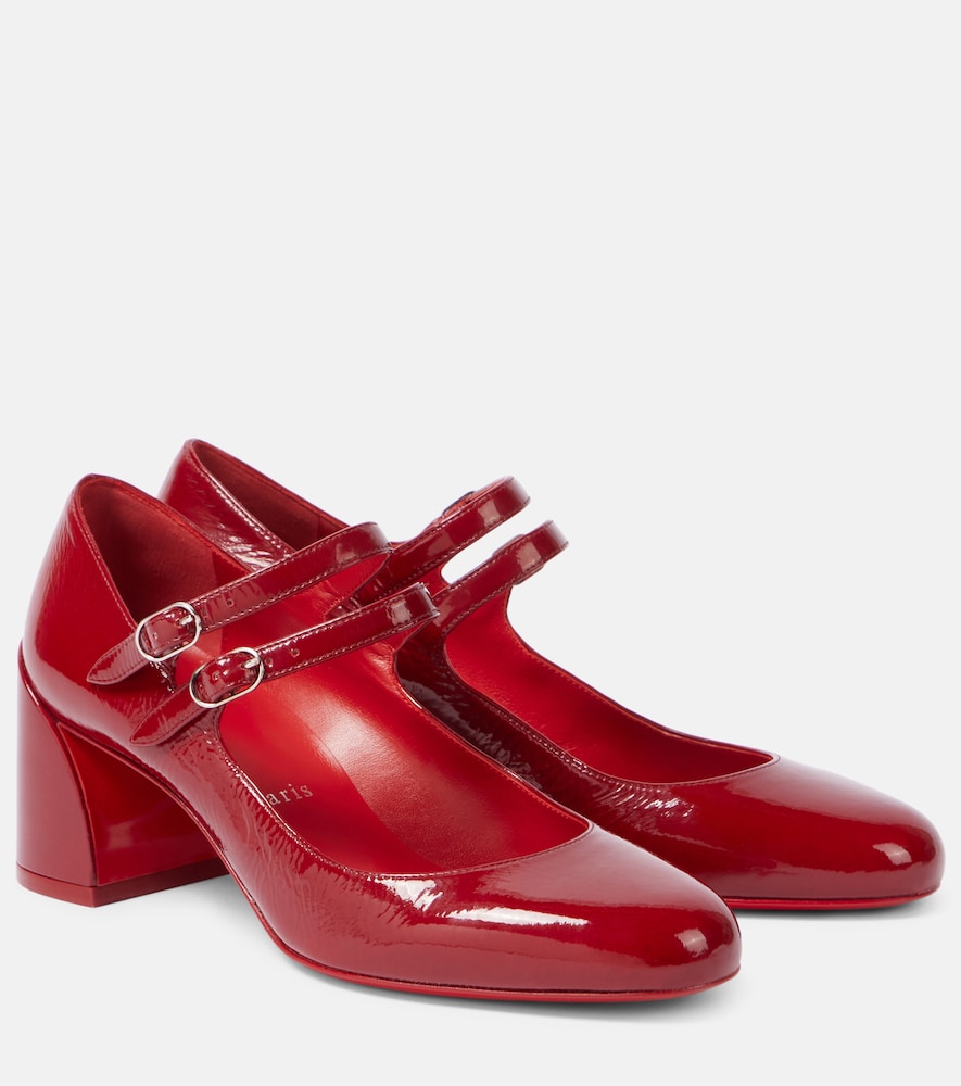 Red Christian Louboutin Miss Jane 55 patent leather Mary Jane pumps - Mid Heel Pumps