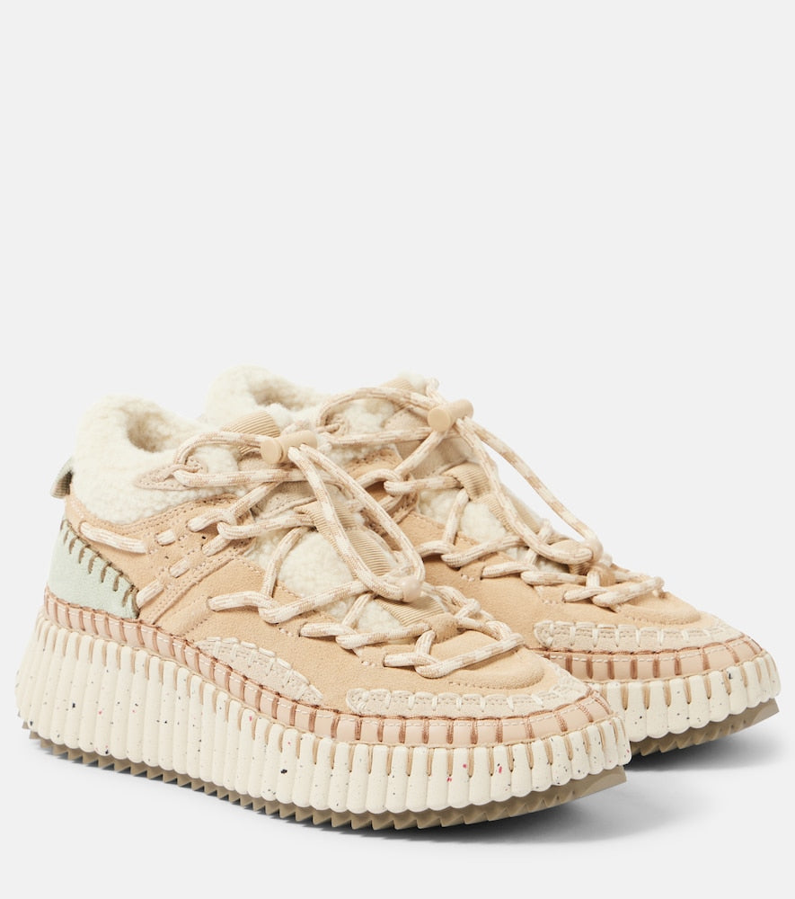 Chloe Nama shearling-lined suede sneakers
