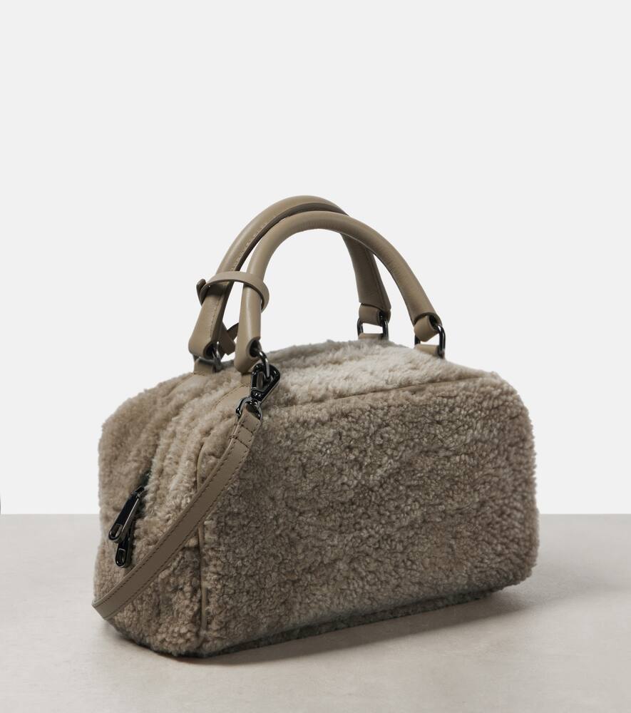 Brunello Cucinelli Leather-trimmed shearling tote bag