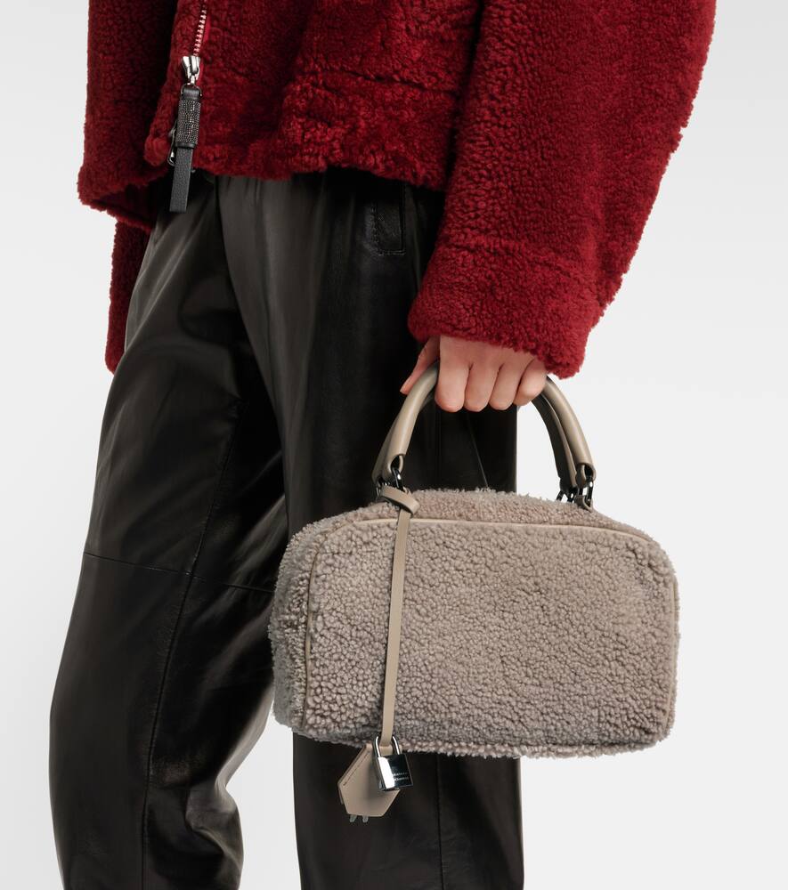 Brunello Cucinelli Leather-trimmed shearling tote bag