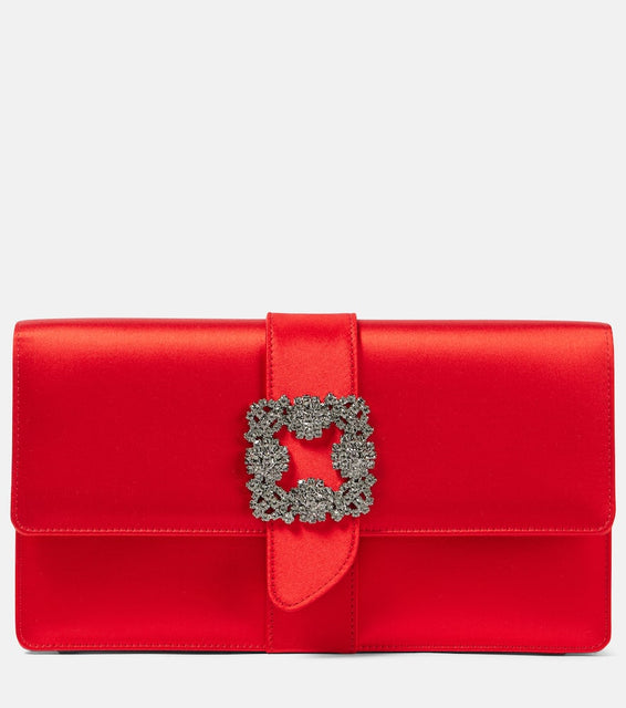 Manolo Blahnik Capri embellished satin clutch. Shop Manolo Blahnik Clutches for women now.