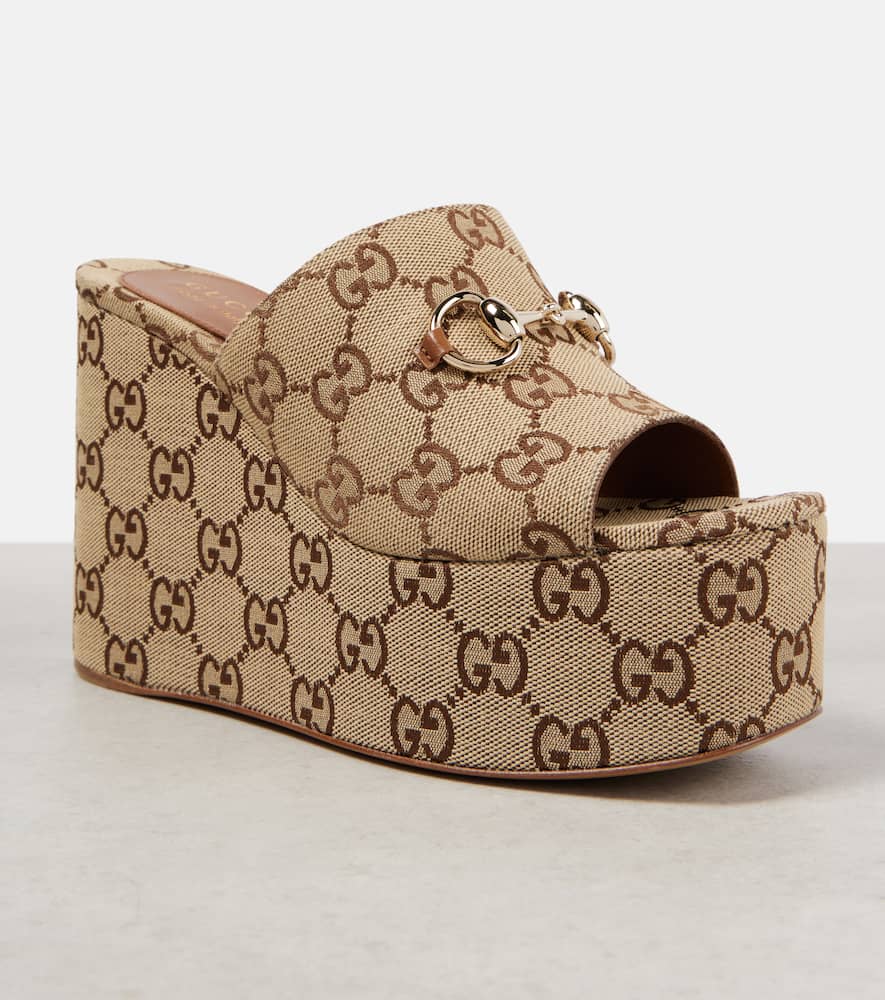 Gucci Carmen Horsebit 60 canvas platform sandals