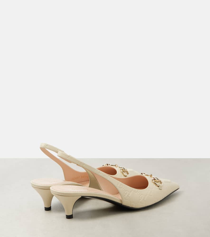Gucci Horsebit GG 45 leather slingback pumps