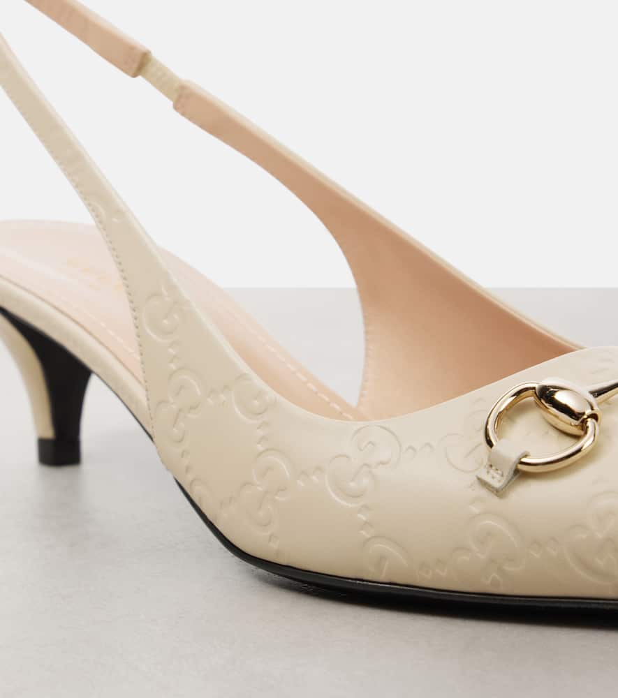 Gucci Horsebit GG 45 leather slingback pumps