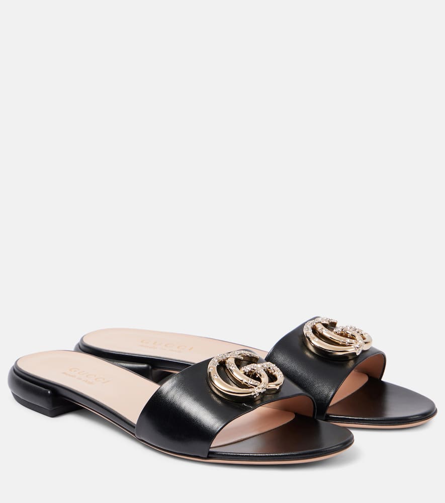 Gucci GG Crystal leather slides