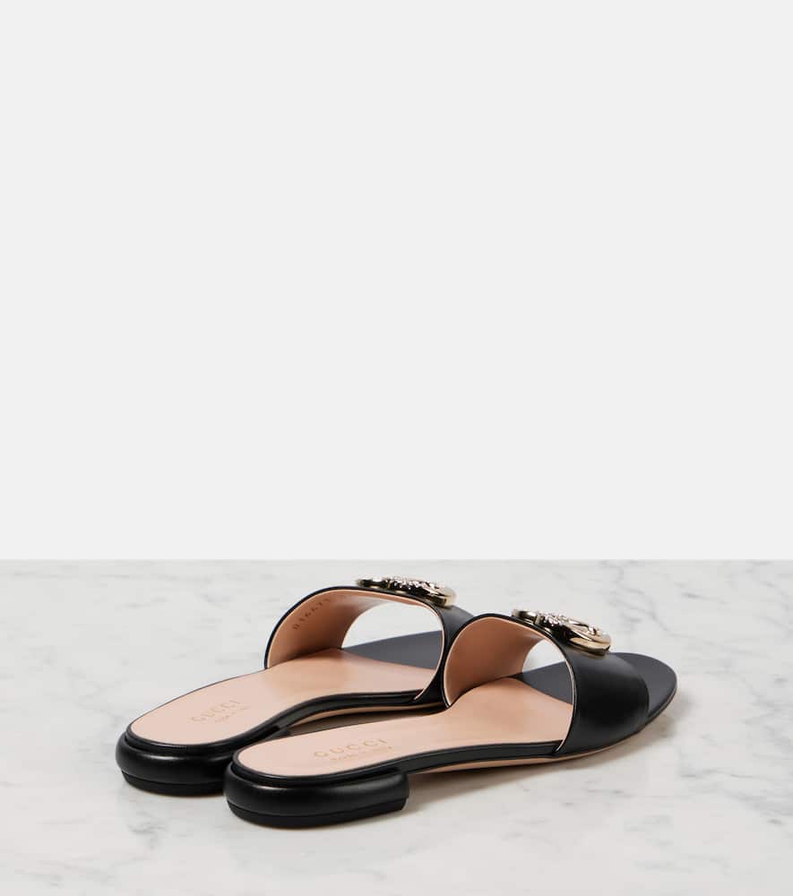 Gucci GG Crystal leather slides