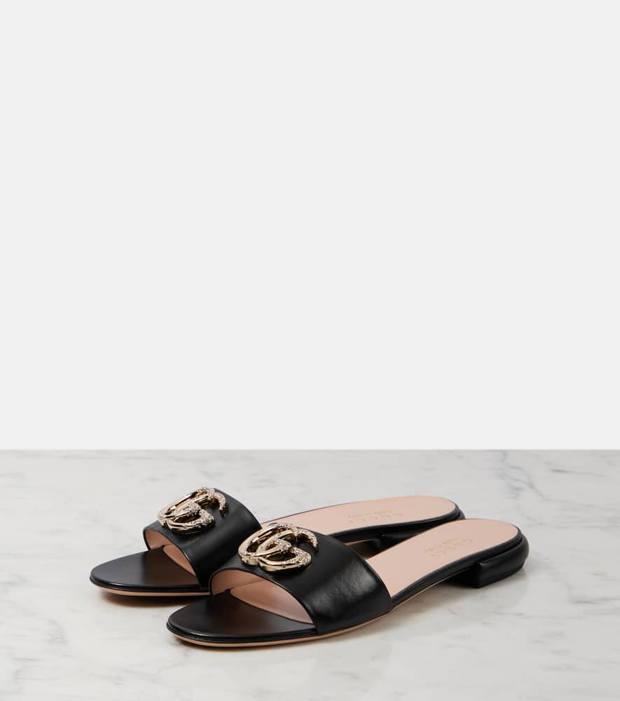 Gucci GG Crystal leather slides