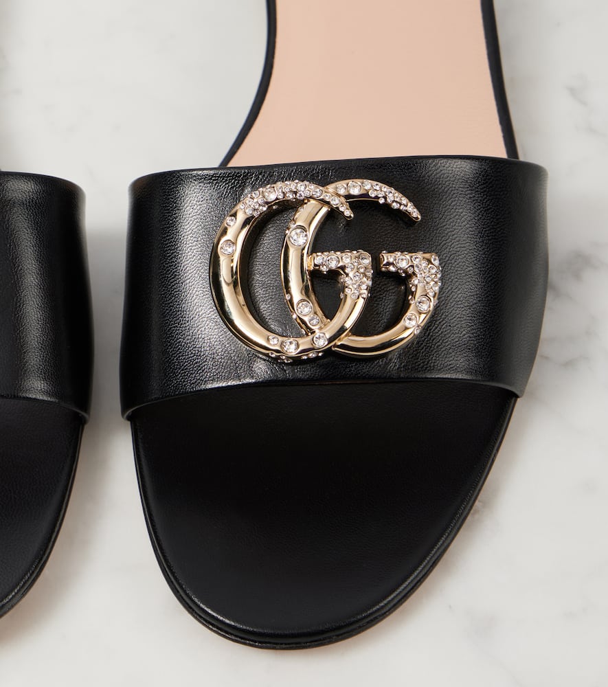 Gucci GG Crystal leather slides