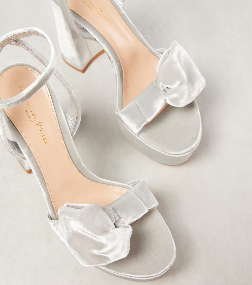 Gianvito Rossi 70 bow-detail velvet platform sandals