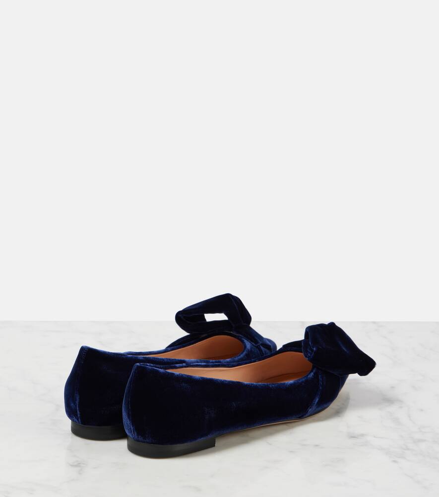 Gianvito Rossi Bow-detail velvet ballet flats