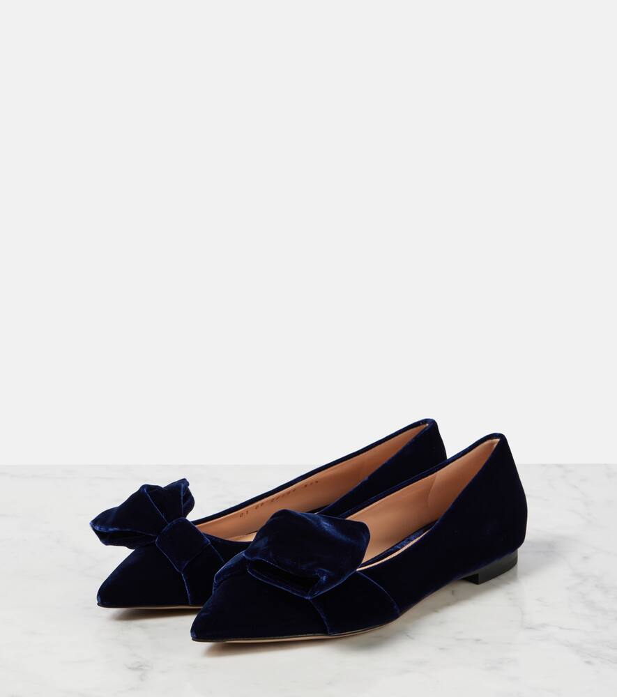 Gianvito Rossi Bow-detail velvet ballet flats