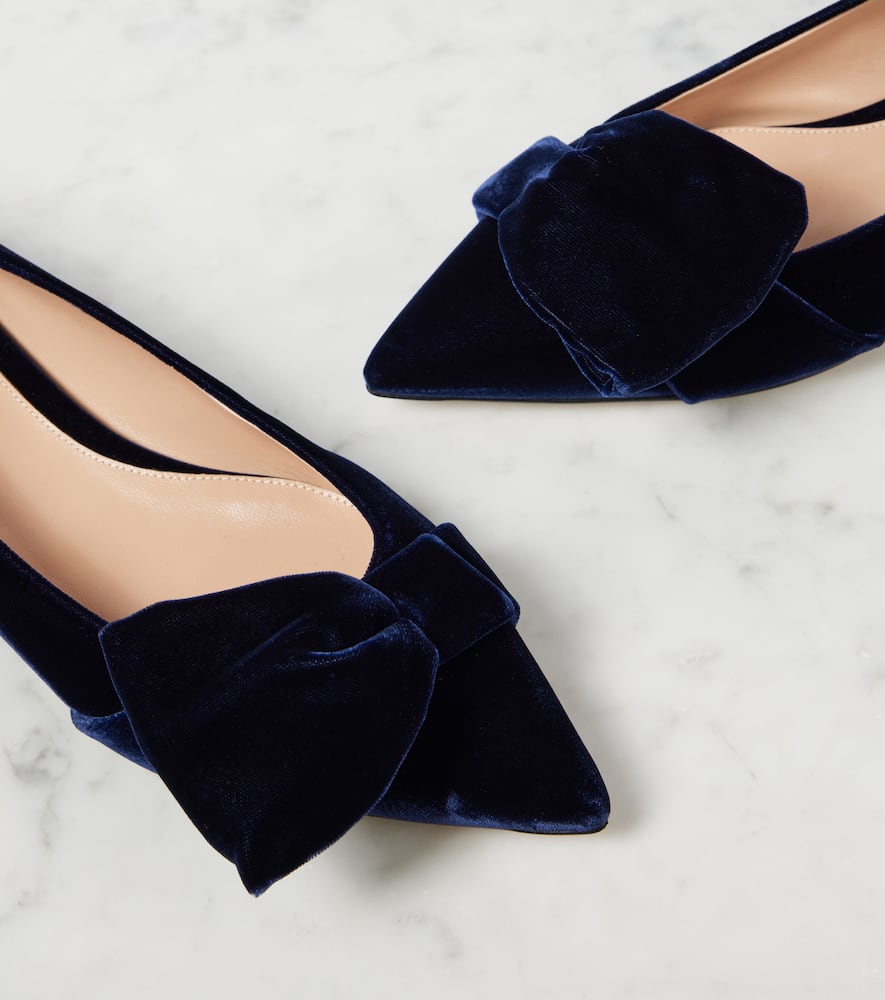 Gianvito Rossi Bow-detail velvet ballet flats