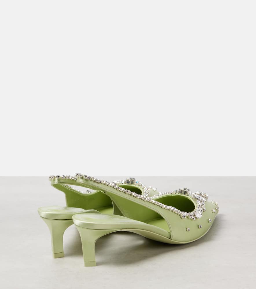 Gucci Crystal-embellished satin slingback pumps