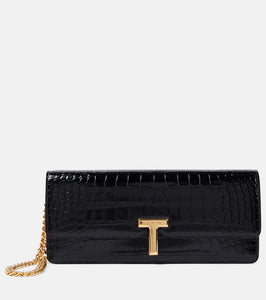 Tom Ford Wallis croc-effect patent leather clutch. Shop Tom Ford Clutches for women now.