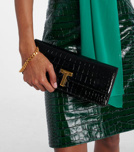 Tom Ford Wallis croc-effect patent leather clutch