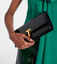 Tom Ford Wallis croc-effect patent leather clutch