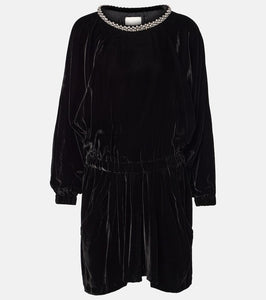 Isabel Marant Beniga crystal-embellished velvet minidress