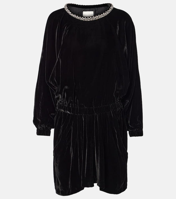Isabel Marant Beniga crystal-embellished velvet minidress