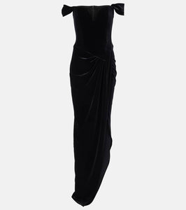 Alex Perry Asymmetric velvet bustier gown