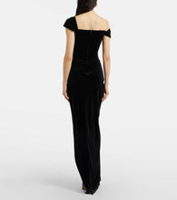 Alex Perry Asymmetric velvet bustier gown