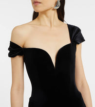 Alex Perry Asymmetric velvet bustier gown