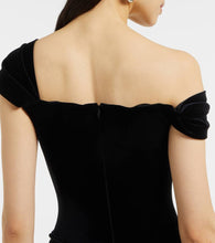 Alex Perry Asymmetric velvet bustier gown