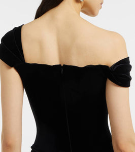 Alex Perry Asymmetric velvet bustier gown