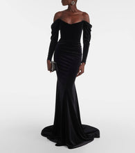 Alex Perry Draped off-shoulder velvet gown