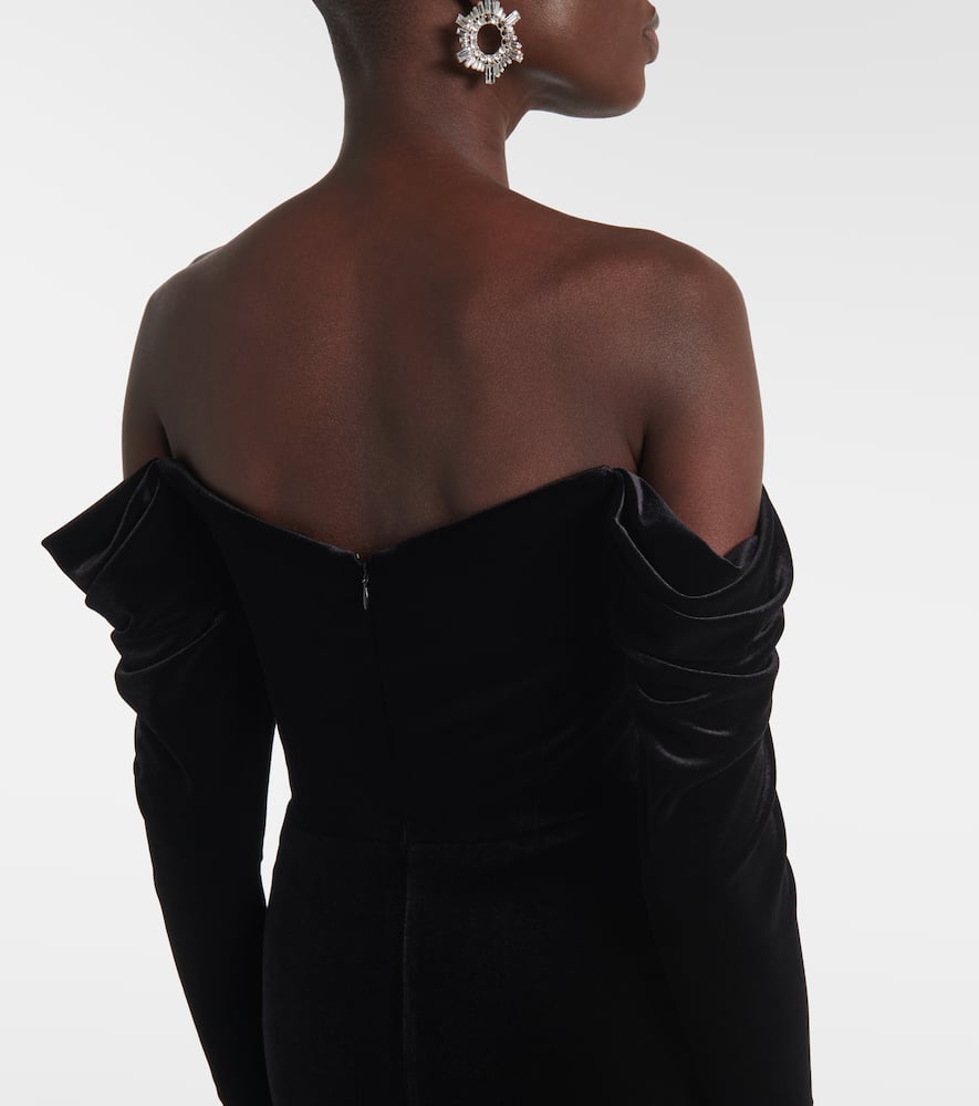 Alex Perry Draped off-shoulder velvet gown