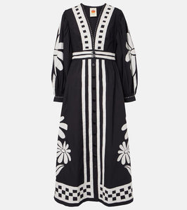 Farm Rio Nature Black printed cotton maxi dress