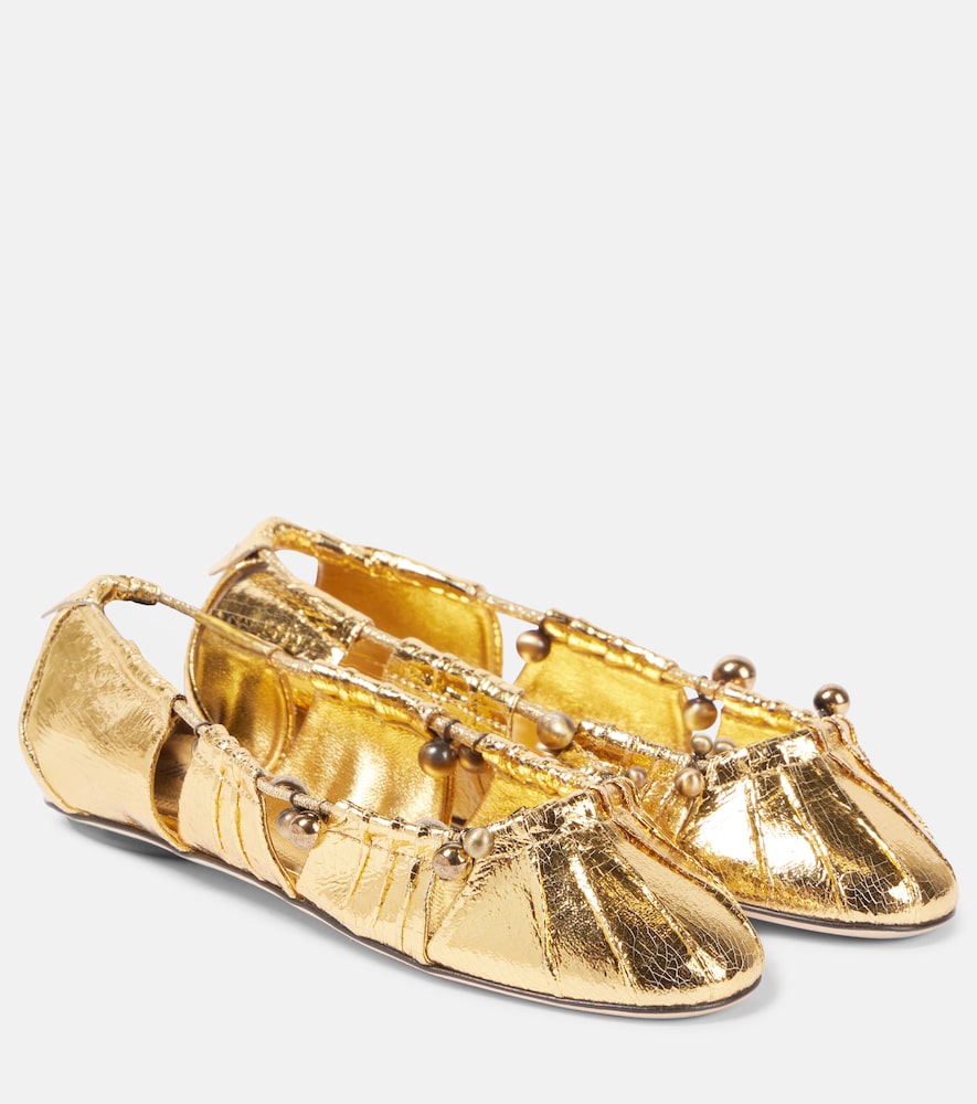 Chloe Luna cutout metallic leather ballet flats