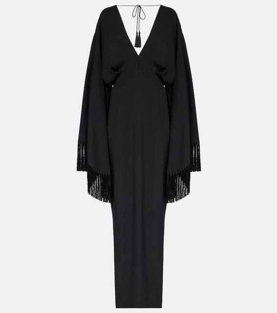 Taller Marmo Magnifique fringed cr√É¬™pe gown