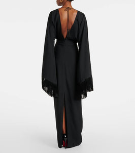Taller Marmo Magnifique fringed cr√É¬™pe gown