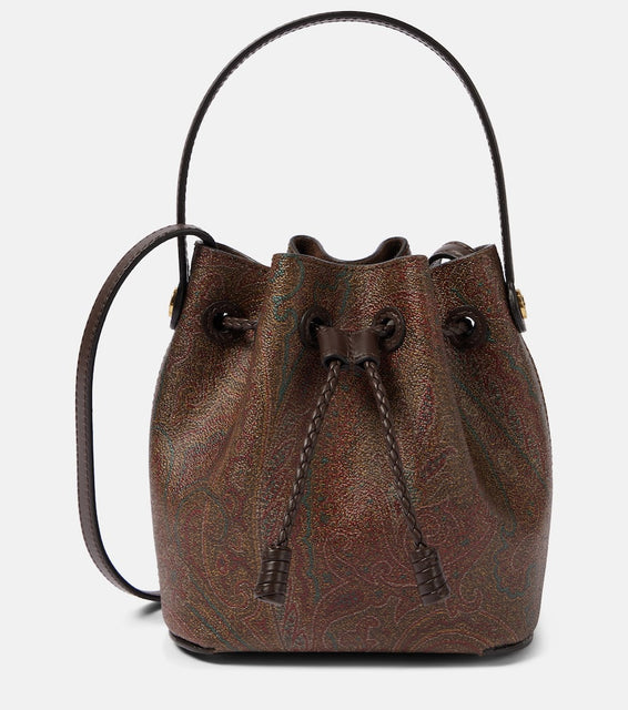 Etro Mini paisley jacquard and canvas bucket bag. Shop Etro Bucket Bags for women now.