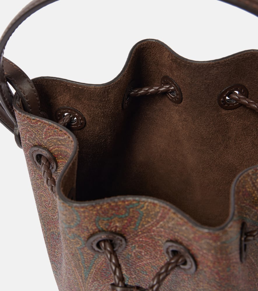 Etro Mini paisley jacquard and canvas bucket bag