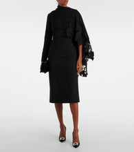 Oscar de la Renta Floral guipure wool midi dress