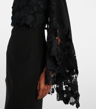 Oscar de la Renta Floral guipure wool midi dress