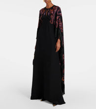 Etro Paisley caped fringed silk gown