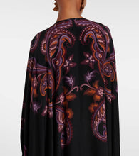 Etro Paisley caped fringed silk gown