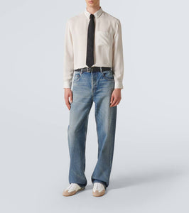 Saint Laurent Aston suede-trimmed sneakers