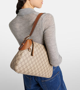 Gucci GG Canvas Medium leather-trimmed shoulder bag