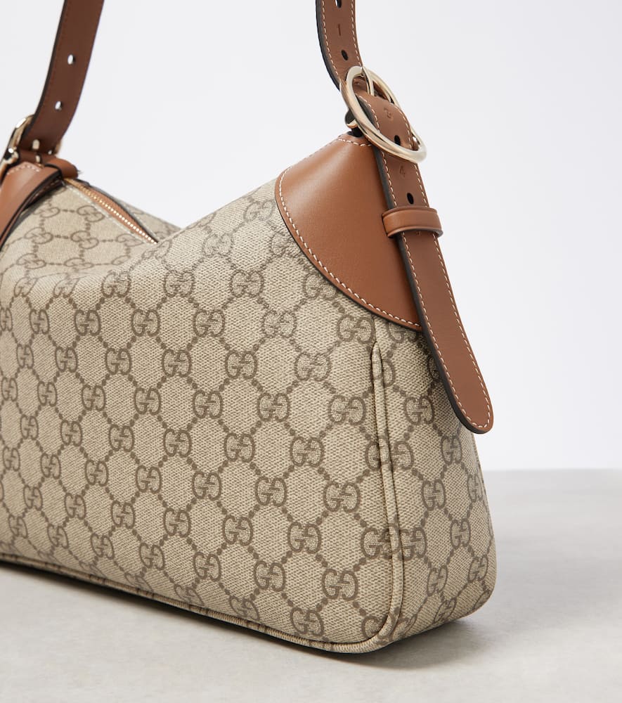 Gucci GG Canvas Medium leather-trimmed shoulder bag