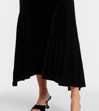 Ganni Asymmetric ruched velvet midi dress