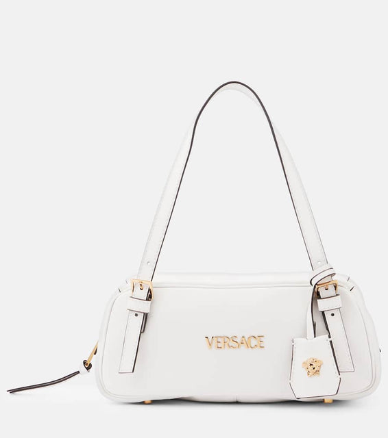 Versace Tag Bowling Medium leather shoulder bag. Shop Versace Shoulder Bags for women now.