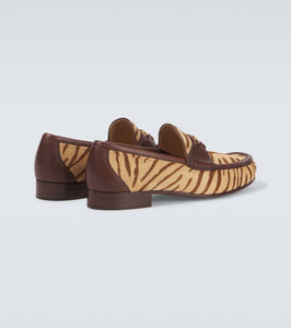 Valentino Garavani VLogo zebra-print calf hair loafers