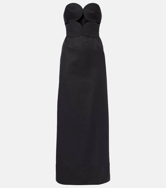 Adriana Degreas Strapless cotton and linen-blend maxi dress